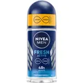 Beiersdorf AG NIVEA Deodorant / Anti-Transpirant Roll-On, Deoroller für langanhaltende Frische und Schutz, 50 ml - Flasche, Fresh Active for Men 82808