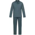 Ammann Schlafanzug Herren Pyjama geknöpft (2 tlg) Baumwolle blau 52