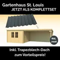 Gartenhaus mit Trapezblech Dach Blockhaus  ST. LOUIS  28mm 701x312cm Lasita Maja