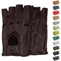 German Wear Lederhandschuhe Driving-GL3 Driving Halbfinger Fingerlose Autofahrer Lederhandschuhe echtleder braun 7=S
