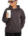 behype. Damen Oversize Hoodie Kapuzenpullover Einfarbig Basic Heavy Blank Pullover Unifarben Kapuzen-Sweatshirt Für Frauen DC_Damen_8001-Anthra-M