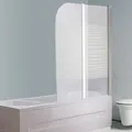 Mucola Duschabtrennung Badewannen Badewannenaufsatz ESG Glas Duschtrennwand Badewannenfaltwand Duschwand - 141x117 Weiß
