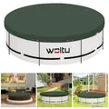 WOLTU Poolabdeckung Ø 460 cm für Rund Pools Ø 390-420 cm, Poolplane aus 200 g/m² PE, Pool Abdeckplane mit Ösen Drahtseil Aluminiumverschluss, wasserdichte Poolfolie für Sommer Winter, Grün