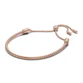 PANDORA Moments Schiebeverschluss-Nietenarmband aus Sterling Silber mit rosévergoldeter Metalllegierung, Kompatibel Moments Charms, Größe: 28 cm, 583090C00-2
