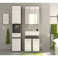 Mid.you Badezimmer, Weiß Hochglanz, Kunststoff, 3-teilig, 11 Fächer, 1 Schublade(n) Schubladen, 105 cm, FSC Mix, Badezimmer, Badmöbelsets & Badmöbelserien, Badmöbel-Sets