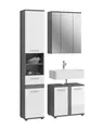 xonox.home 3 tlg. Badmöbel-Set Badezimmermöbel Blake Rauchsilber 114x191x34 cm