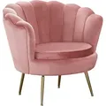 SalesFever Muschel-Sessel | Bezug Samt-Stoff | Gestell Metall goldfarben | B 78 x T 76 x H 78,5 cm | rose - Rosa