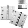 SOTECH 2 Stück Edelstahl SS304 Türscharnier Aufschraubband 101 x 101 x 2,5 mm Tragkraft 75 Kg Kugelgelagert