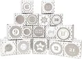 DIY Adventskalender Vorfreude zum Befüllen,Faltschachteln silber Sterne 7x7x7cm (gefaltet), XL Ziffern silber/Weihnachten,Aufkleber,Würfelbox,Faltverpackung,Schachteln