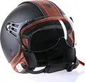 CMX Jethelm - Rollerhelm Hazel Schwarz matt + Leder braun "M"