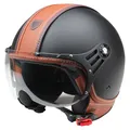 Helm Motorrad Roller Mofa NEU Jethelm Größe M matt schwarz mit Leder CMX "Hazel"