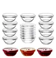 BigDean 18x Dipschalen Ø 6 cm aus gehärtetem Glas 30ml - Für Dip, Marmelade, Konfitüre - Stapelbar - Für Spülmaschine & Mikrowelle - Mini Soßen-Schalen für Tapas, Ketchup & Buffet