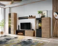 INKADU Wohnzimmerwand mit Bio-Kamin - Ribbeck-Eiche / Schwarz