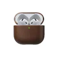NOMAD Modern Leather Case für Airpods | Robuste Schutzhülle aus Polycarbonat und Echtleder | Gummierte TPE-Bumper | Airpods 4 | Brown