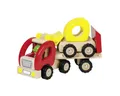 goki Spielzeug-Baumaschine Tieflader mit Radlader, (packung, 2-tlg., spar set), aus Massivholz mit echter Gummibereifung für ein leises Abrollen.