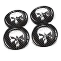 4 x Nabendeckel 60mm Durchmesser Nabenkappen Felgendeckel Felgenaufkleber Gel Emblem Doming für Auto Felgen Kfz Tuning Zubehör Radnabenkappen DM006 (Nr. 3 Punisher Carbon Black, Nabendeckel Set)