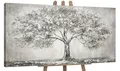 YS-Art Acryl Gemälde auf Leinwand handgemalt Lebensbaum Abstrakte Kunst Bilder Wohnzimmer Wandbilder modern mit grau Farben Grauen Farben 160x80 cm