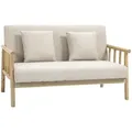 HOMCOM 2 Sitzer Sofa, Couch mit 2 Lendenkissen Leinenoptik für klein Räume Beige