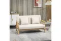 HOMCOM 2-Sitzer Couch mit 2 Lendenkissen, Gepolsterter Polstersofa, Sofa 1 Teile, für kleine Räume, Wohnzimmer, Schlafzimmer, Beige