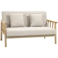 2 Sitzer Sofa, Couch mit 2 Lendenkissen, Leinenoptik für kleine Räume Beige