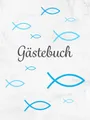 Gästebuch: Taufe | Kommunion | Konfirmation | Firmung・Hardcover mit Fisch Deko in Blau perfekt für Jungen・Für handgeschriebene Glückwünsche von ... Fingerabdruck Baum・Dezent dekorierte Seiten