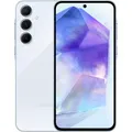Samsung Galaxy A55 5G Smartphone Dual-SIM RAM 8 GB / Interner Speicher 128 microSD slot OLED-Display 6.6" 2340 x 1080 Pixel 120 Hz Triple-Kamera 50 MP 12 5 front camera 32 awesome ice blue