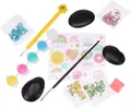 Spetebo Kreativset Steine Malset mit Farben und Pinsel - 12 Teile, (Set, 12-tlg., Komplettset), Bastel Set mit Kieselsteinen und Diamond Painting