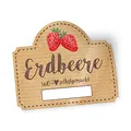 itenga 50x Marmeladen Etikett Erdbeere Aufkleber 100% selbstgemacht Sticker braun selbstklebend für Marmelade Einmachgläser Geschenke - hochwertiges Papier - 4,5x3,8cm (Erdbeere)