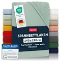 Blumtal® Spannbettlaken 140x190x30cm aus Microfaser - Oekotex zertifiziertes Bettlaken Spannbettlaken in Summer Green - Grün