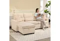 HOMCOM Ecksofa mit Bettfunktion, L-Form, Ecksofa 1 Teile, mit Stauraum, Beige