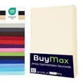 Buymax Topper Spannbettlaken 140x200 cm Spannbetttuch 100% Baumwolle Jersey für Matratzentopper bis 12 cm Matratzenhöhe Bettlaken für Boxspringbett Topper, Beige