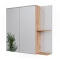 Vicco Badspiegelschrank Irma, Weiß Hochglanz, 80 x 75 cm, zur Wandmontage mit offenen Ablageflächen und Spiegel