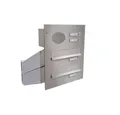 Letterbox24 Briefkasten DV-Serie Edelstahl Durchwurfbriefkasten mit Sprechsieb (2 x Briefkasten, 2 Klingel, Sprechsieb)