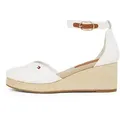 Keilsandalette TOMMY HILFIGER "FLAG CLOSED TOE MID WEDGE ESPAD", Damen, Gr. 42, braun (ecru, braun), Baumwolle, Leder, modisch, Schuhe, Riemchensandale, Sommerschuh mit verstellbarer Schnalle