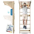 ArtSport Sprossenwand Holz Sprossenwand, für Erwachsene, Indoor Sportgerät aus Holz mit Klimmzugstange