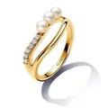 PANDORA 14k Gold-plated unique metal blend Pearl Mixed stone White 163258C01