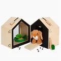 Small Foot Puppenhaus Hasenstall mit Auslauf, (packung, 16-tlg), Stall besteht aus zwei Teilen beige