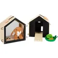 small foot Hasenstall, Schwarz, Holz, Kunststoff, Textil, 24x28 cm, Spielzeug, Kuscheltiere