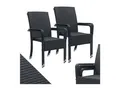 Juskys Polyrattan Gartenstühle Yoro 4er Set - Stuhl mit Armlehnen - Rattan Stühle stapelbar Schwarz