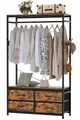 Yorbay Kleiderständer Garderobenständer Kleiderständer 100 x 40 x 180 cm, (Aus MDF und Stahl, mit Kleiderstange, Ablagen, 4 Schubladenboxen), Offener Kleiderschrank für Wohnzimmer, Schlafzimmer, Flur
