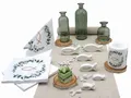 Tischdeko Kommunion Konfirmation Eukalyptus Salbei Vasen Natur Holz SET 20 Pers.