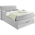 Carryhome Boxspringbett, Silber, Textil, H2 + H3, 7-Zonen, Höhe ca. 20 cm, 100x200 cm, Topper durchgehend, Schlafzimmer, Betten, Boxspringbetten
