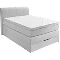 Boxspringbett - silber - H2/H3 - mit Topper - Bettkasten - 100x200 cm