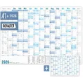 Häfft Plakatkalender 10047-2, Blau gefalzt, 2026, Jahresplaner, 15 Monate, 89 x 63cm (A1)