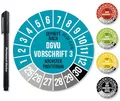 Frank Paperman® 120x DGVU V3 Prüfplaketten blau 30 mm Durchmesser inkl. Folienstift, Prüfplaketten Nächster Prüftermin, UV-beständig, Hohe Klebkraft, 5 Farben, 2 Größen