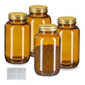 Braungläser Vorratsdosen Apothekerglas Weithalsglas Vorratsgläser 4er Set Deckel