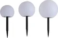 Lindby LED-Solarlampen Lago, 3er-Set, Kugeln, Erdspieß, weiß