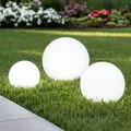 Lindby 3er Set LED Solarkugel aussen 20 cm, 25 cm, 30cm, mit Erdspieß, Solarlamp