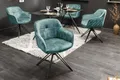 riess-ambiente Polsterstuhl EUPHORIA petrol / schwarz – Samt, drehbar, Metall-Füße, mit Armlehne (Einzelartikel, 1 St), mit 180° Drehfunktion und Autoreturn – ideal für elegante Esszimmer