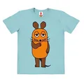 Logoshirt®️ TV I Die Sendung mit der Maus I Maus I Bio T-Shirt Print I Kinder I Mädchen & Jungen I kurzärmlig I hellblau I Lizenziertes Originaldesign I Größe 164